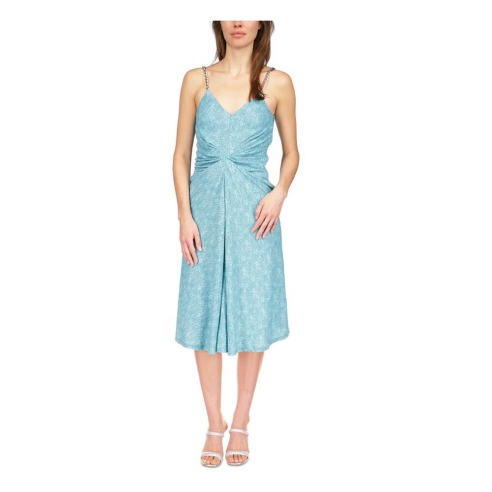 MICHAEL MICHAEL KORS Womens Aqua Twist Front Chain Adjustable Dress XL